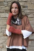 Boucle Fingerless Gloves Rust Melange